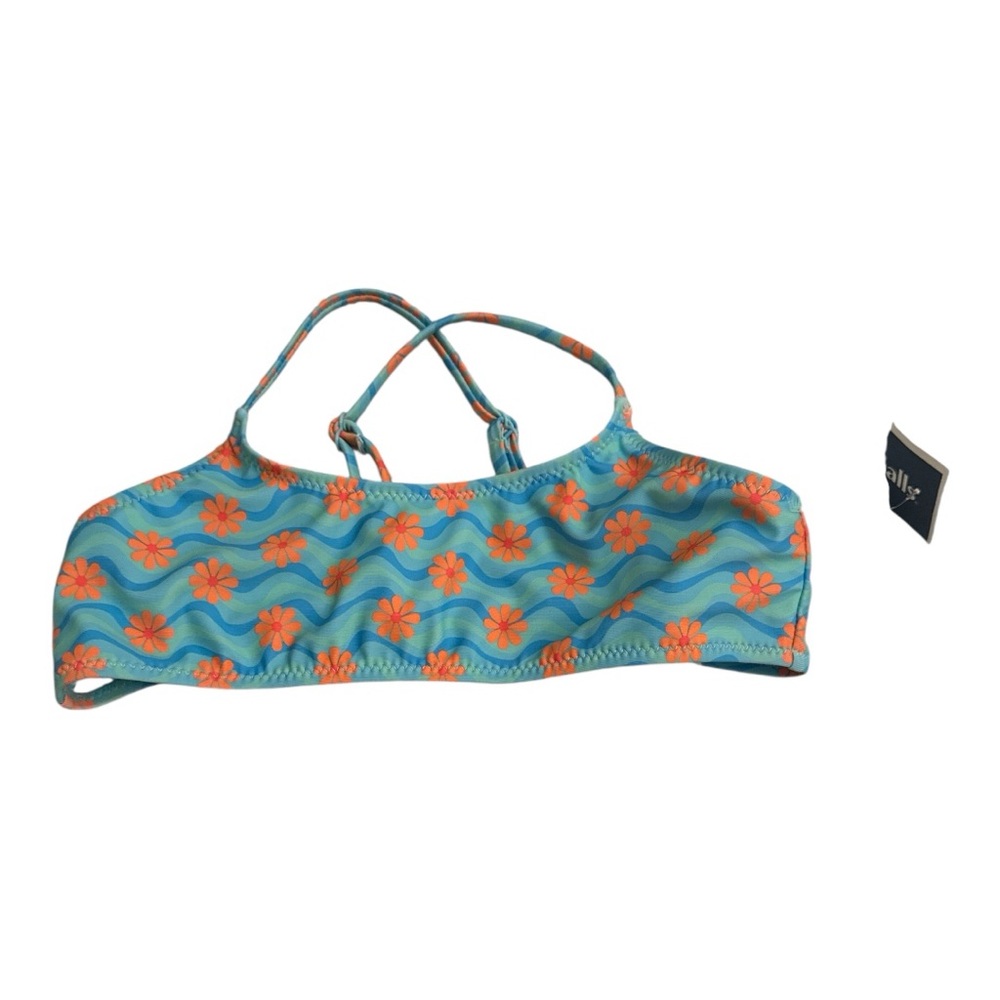 Zara Kids Blue and Orange Floral Bikini Top Size 9/10 NWT